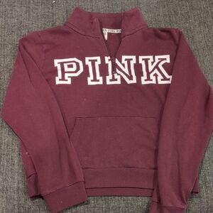 Victoria's Secret PINK Burgundy Quarter-Zip Pullover